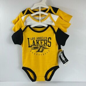 (3) NBA LA Lakers 1 PC Infant Outfits 3-6 month NWT Black Yellow White Cotton